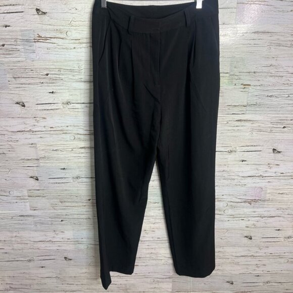 Jason Wu Classic Pleated High Waisted Wide Straight Leg Trousers Black large - Picture 1 of 7